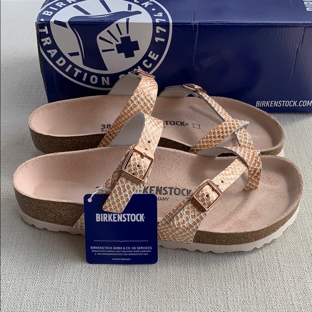 BIRKENSTOCK MAYARI LEATHER Mermaid Cream Snake - Picture 3 of 9